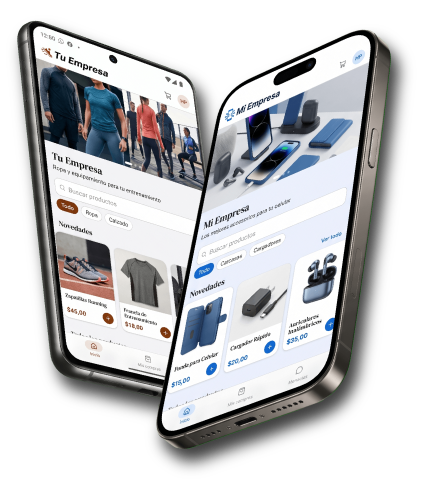Dos tiendas creadas con Linki App vistas en el teléfono